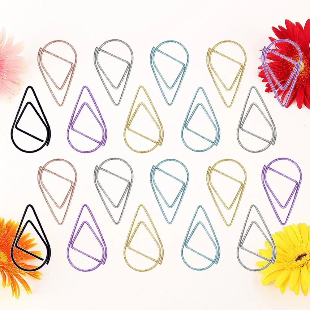 20pcs Water Drop Shape Paper Clip Gold Silver Black Paper Clips Simple Metal Bookmark Paper Clip Random Color
20pcs Water Drop Shape Paper Clip Gold Silver Black Paper Clips Simple Metal Bookmark Paper Clip Random Color