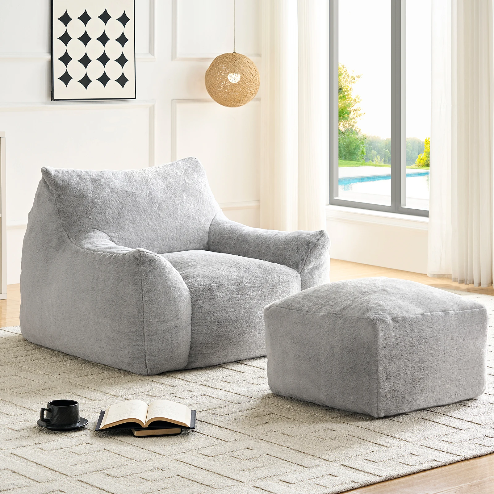 Adult Oversized Bean Bag Chair with Armrests and Ottoman, Filled Lazy Sofa Comfort Beanbag Couch for Living Room Dorm Apartment
Adult Oversized Bean Bag Chair with Armrests and Ottoman, Filled Lazy Sofa Comfort Beanbag Couch for Living Room Dorm Apartment