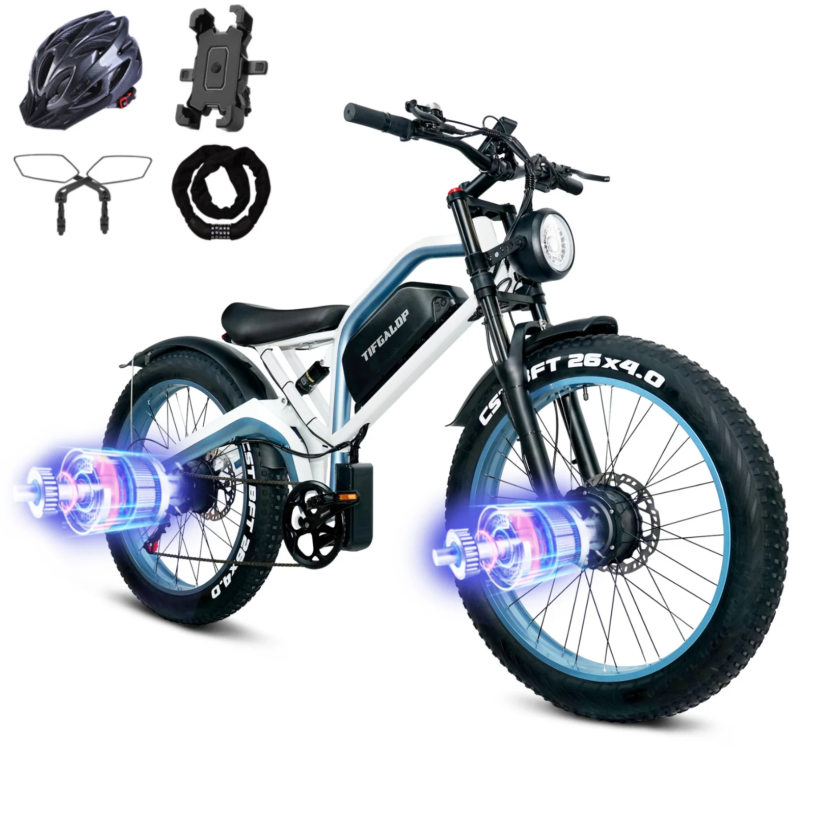 USA 2000W Dual MotorElectric Bike for Adults Battery 52V 23AH 20inch 4.0 Fat Tires Snow Mountain E-Bike Unisex Electric Bicycle
USA 2000W Dual MotorElectric Bike for Adults Battery 52V 23AH 20inch 4.0 Fat Tires Snow Mountain E-Bike Unisex Electric Bicycle