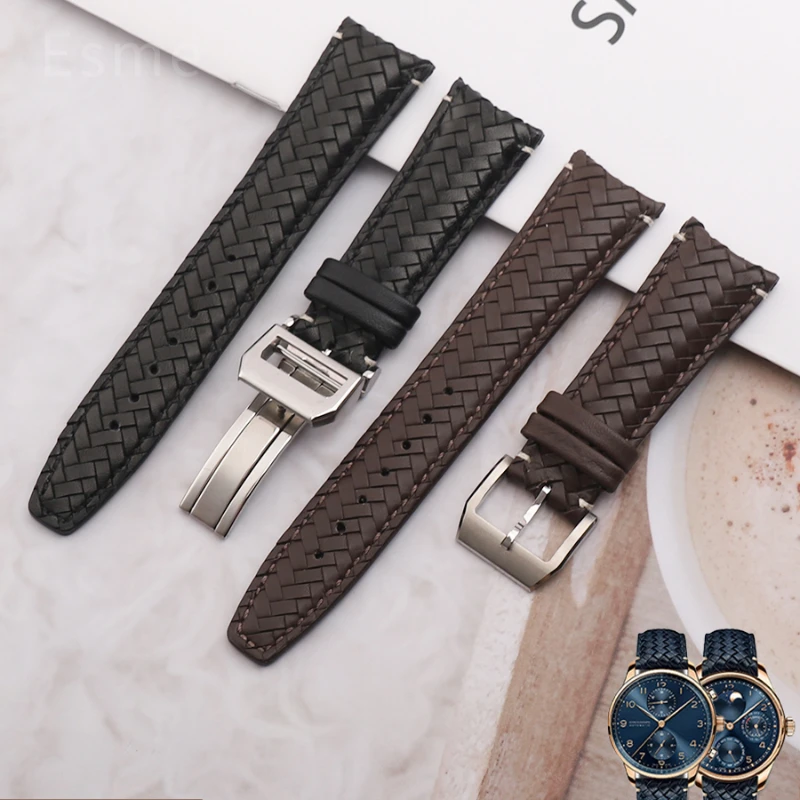 Durable Wear-resistant Woven Style Genuine Cowhide Watchbands for IWC Portuguese IW500713 IW371614 Sweatproof Strap 20 22mm
Durable Wear-resistant Woven Style Genuine Cowhide Watchbands for IWC Portuguese IW500713 IW371614 Sweatproof Strap 20 22mm