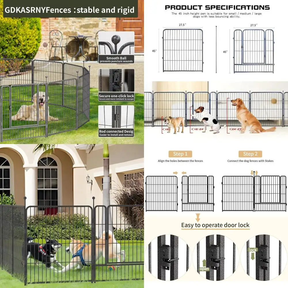 Heavy-Duty Portable Dog Exercise Pen, Indoor/Outdoor, Silver Gray, 32 Panels, 45 Height
Heavy-Duty Portable Dog Exercise Pen, Indoor/Outdoor, Silver Gray, 32 Panels, 45 Height