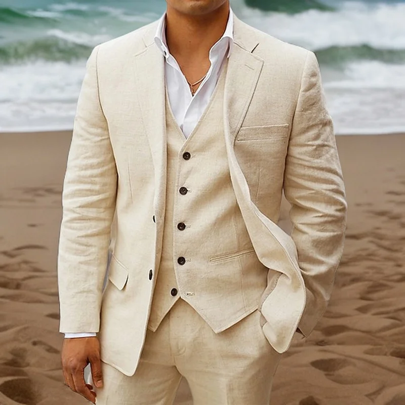 Linen Summer Wedding Men Suits 3 Piece Groom Tuxedos Beach Casual Custom Jacket Vest Pants American Fashion 2023
Linen Summer Wedding Men Suits 3 Piece Groom Tuxedos Beach Casual Custom Jacket Vest Pants American Fashion 2023
