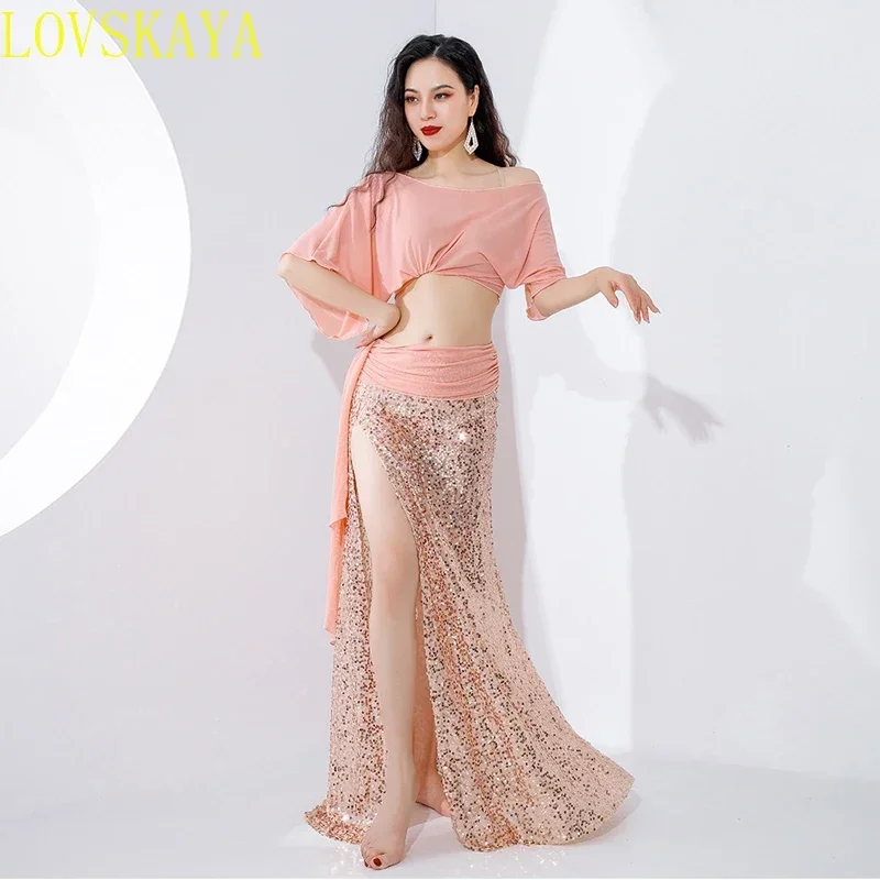 Belly Dance Practice Set Women's Belly Dance Gauze Short sleeved Top+Mermaid Sequin Skirt Oriental Dance Practice Clothes
Belly Dance Practice Set Women's Belly Dance Gauze Short sleeved Top+Mermaid Sequin Skirt Oriental Dance Practice Clothes