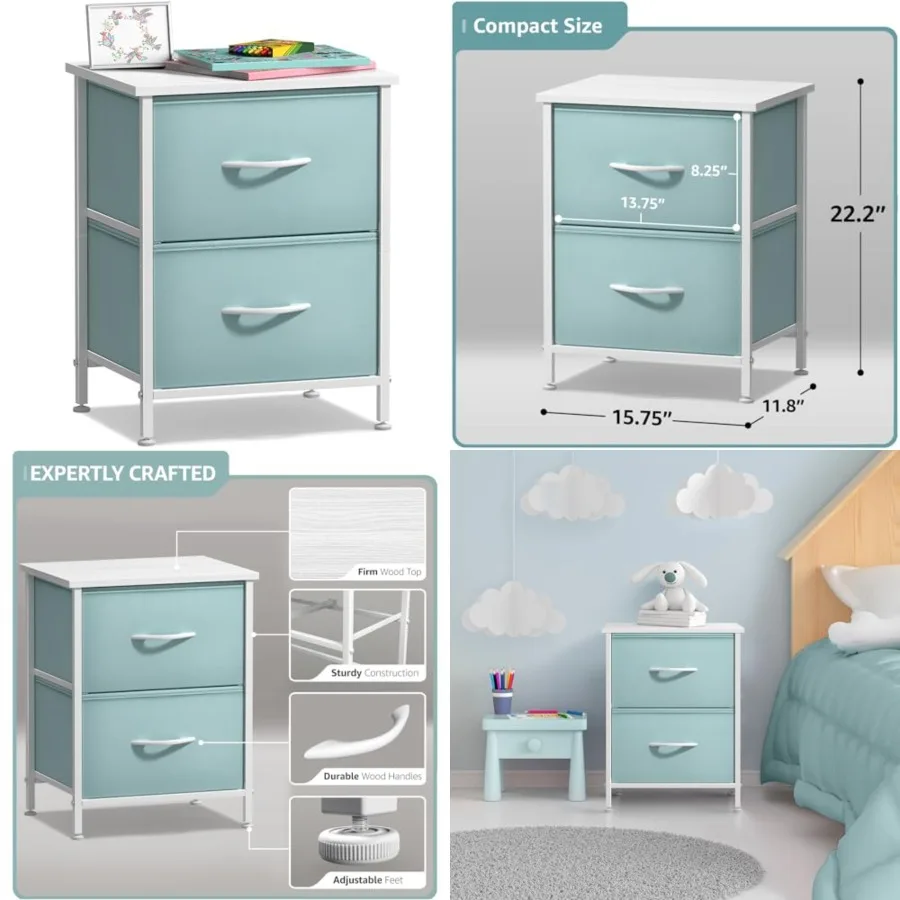 Nightstand with 2 Drawers - Bedside Furniture End Table Night Stand - Steel Frame, Wood Top and Easy Pull Fabric Bins - Dresser
Nightstand with 2 Drawers - Bedside Furniture End Table Night Stand - Steel Frame, Wood Top and Easy Pull Fabric Bins - Dresser