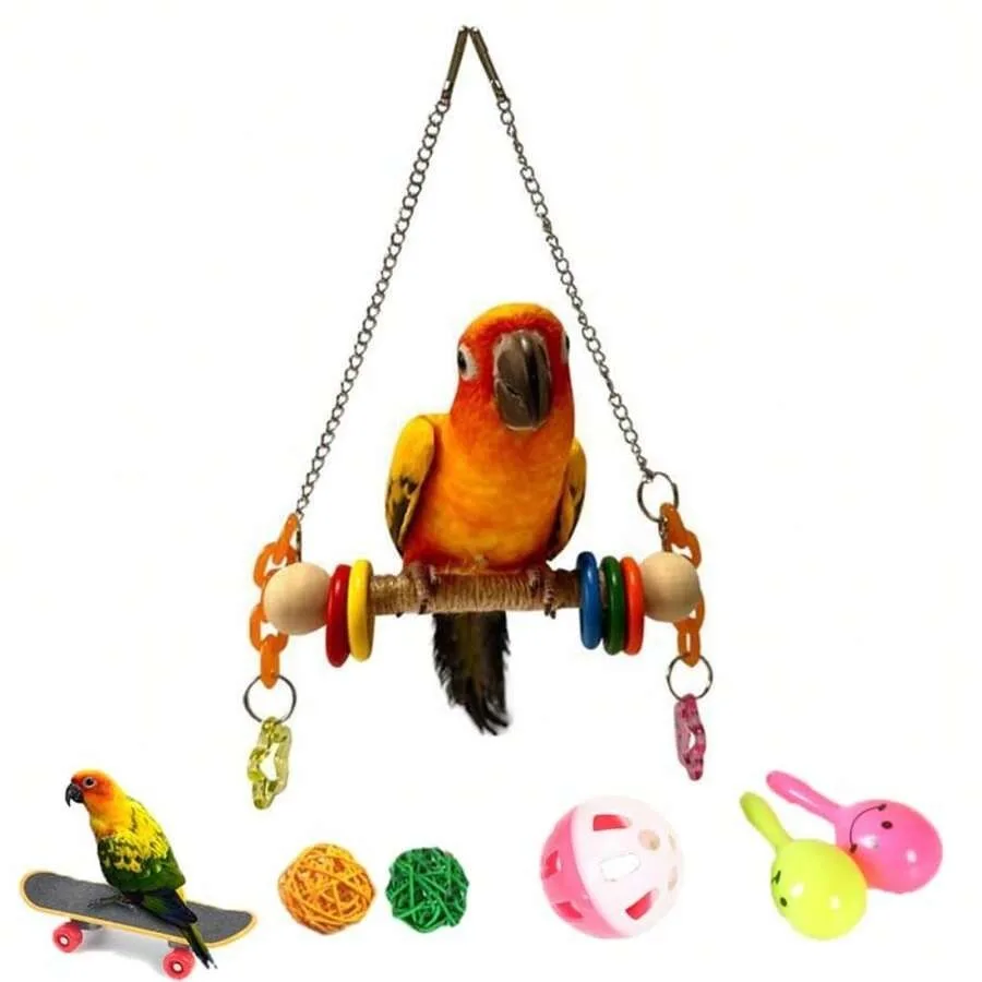 【New Arrival】Parrot Wooden Swing Toy with Colorful Rings, Hanging Perch for Budgies, Cockatiels and Conures
【New Arrival】Parrot Wooden Swing Toy with Colorful Rings, Hanging Perch for Budgies, Cockatiels and Conures