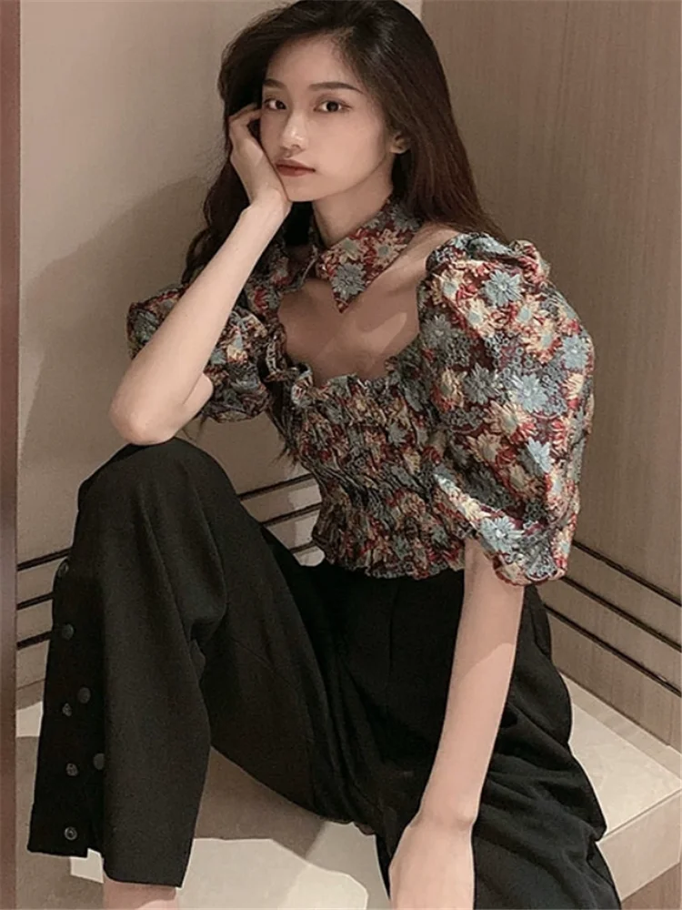 Retro Floral Flower Print Off Shoulder Short Blouse Women 2025 New Summer Fashion Strapless Tops Choker Short Puff Sleeve Shirt
Retro Floral Flower Print Off Shoulder Short Blouse Women 2025 New Summer Fashion Strapless Tops Choker Short Puff Sleeve Shirt