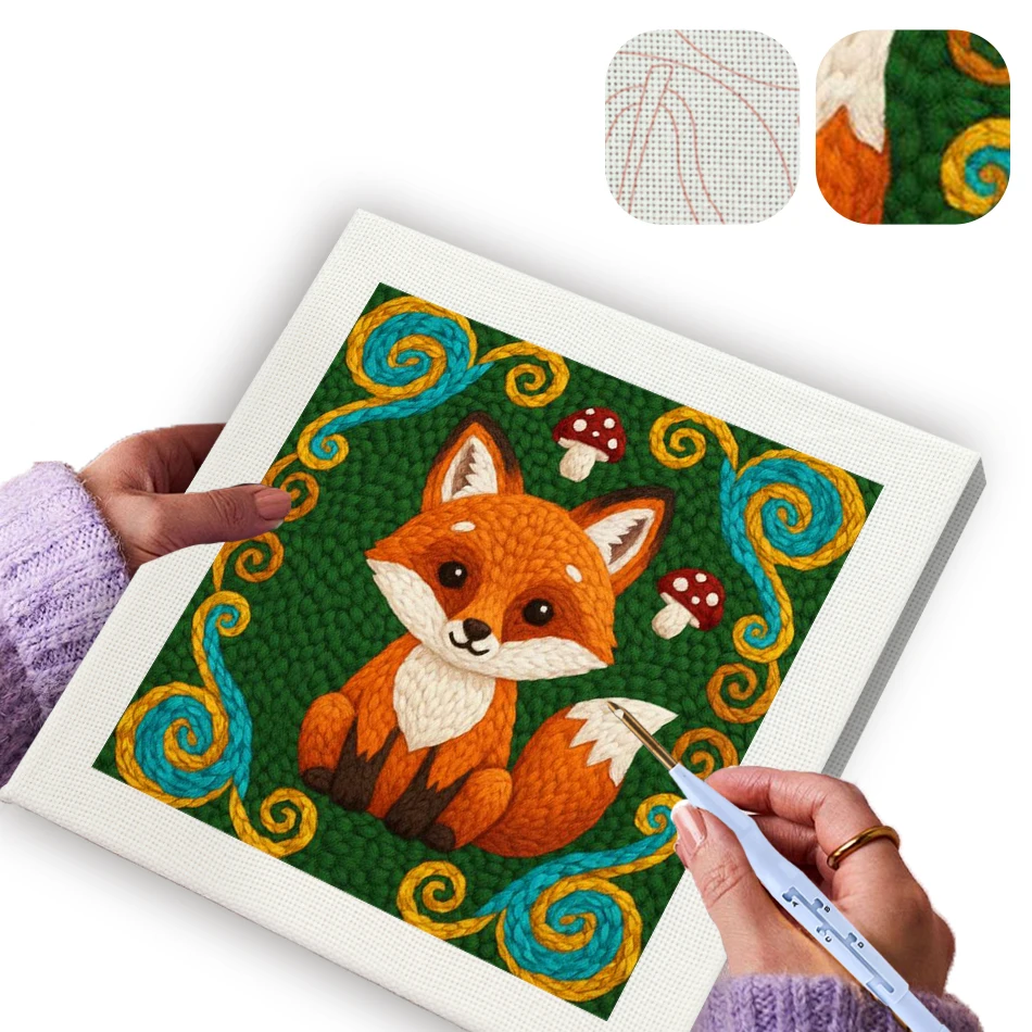 GATYZTORY punch needle embroidery fox Yarn Whimsical Embroidery 25x25cm wooden embroidery hoops Sewing diy kit Dopamine Decor
GATYZTORY punch needle embroidery fox Yarn Whimsical Embroidery 25x25cm wooden embroidery hoops Sewing diy kit Dopamine Decor