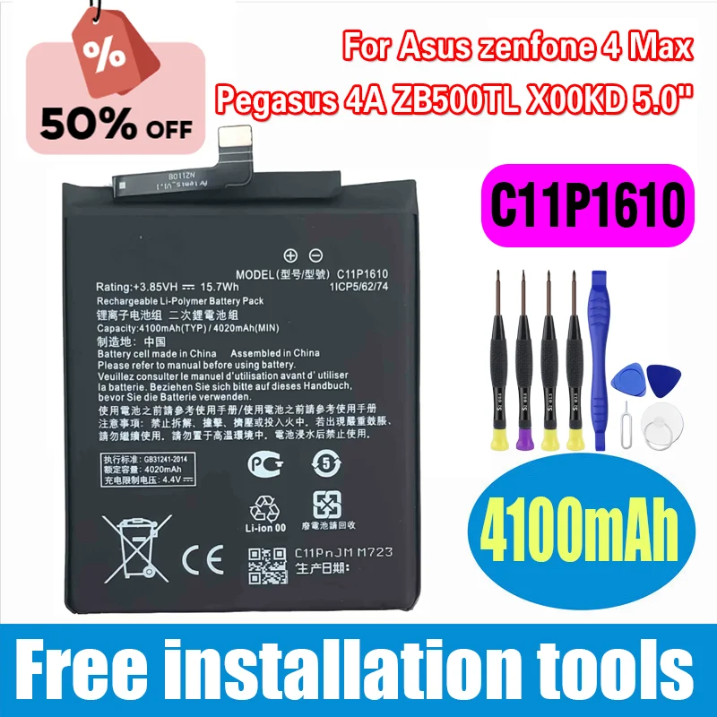 4100mAh New C11P1610 Battery for Asus Zenfone 4 Max Pegasus 4A ZB500TL X00KD 5.0" Mobile Phone
4100mAh New C11P1610 Battery for Asus Zenfone 4 Max Pegasus 4A ZB500TL X00KD 5.0" Mobile Phone