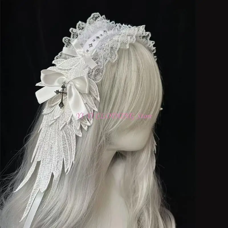 N5KF Punk Lace Angelic Wing Headband Anime Costume Cool Crossed Headwrap for Parties
N5KF Punk Lace Angelic Wing Headband Anime Costume Cool Crossed Headwrap for Parties