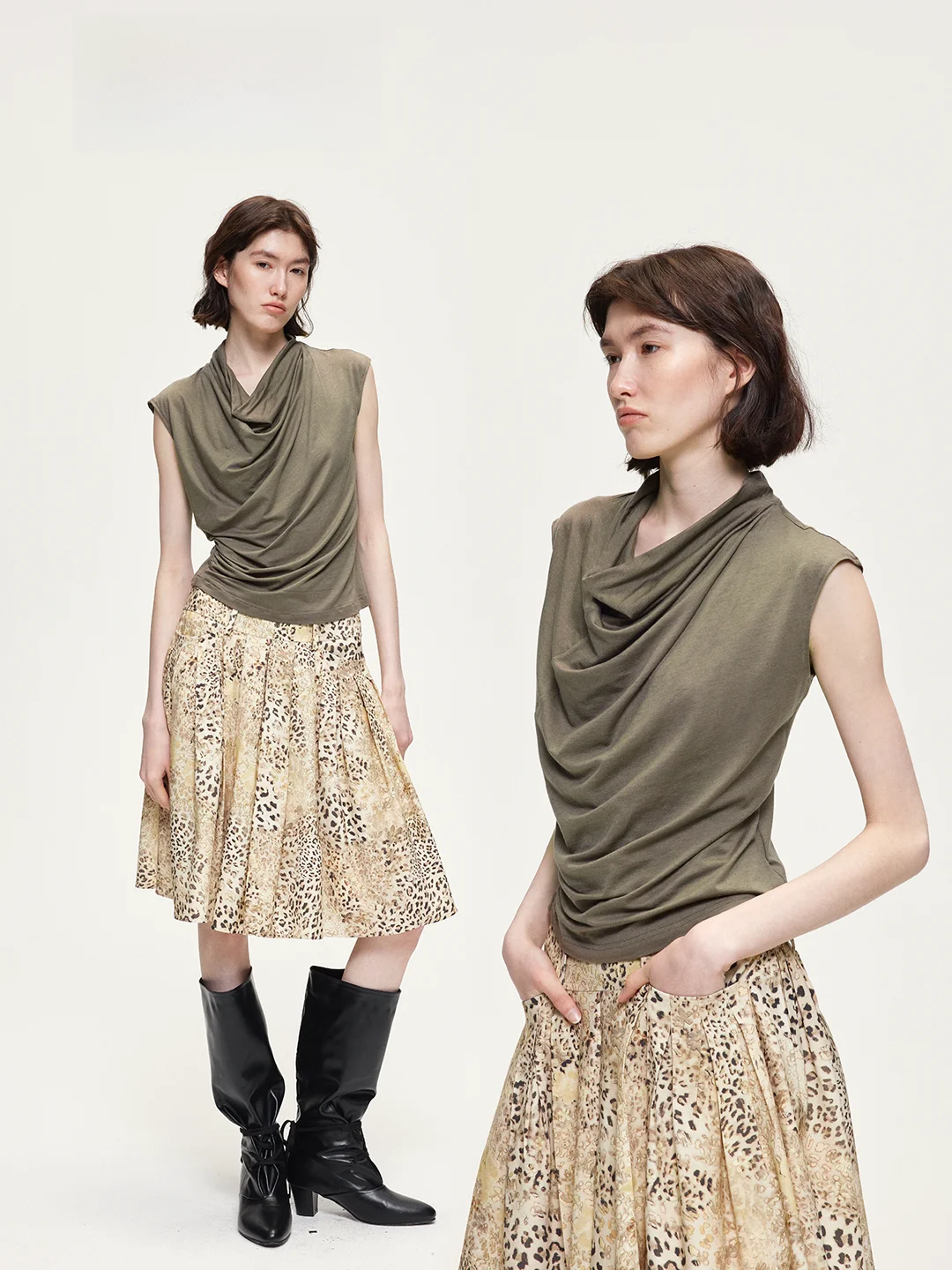 ACOSEY Ruched Neck Design Lyocell Wool Knitted Vest Top Casual Style Short Length Women's T-shirt Fashion Spring 2026
ACOSEY Ruched Neck Design Lyocell Wool Knitted Vest Top Casual Style Short Length Women's T-shirt Fashion Spring 2026