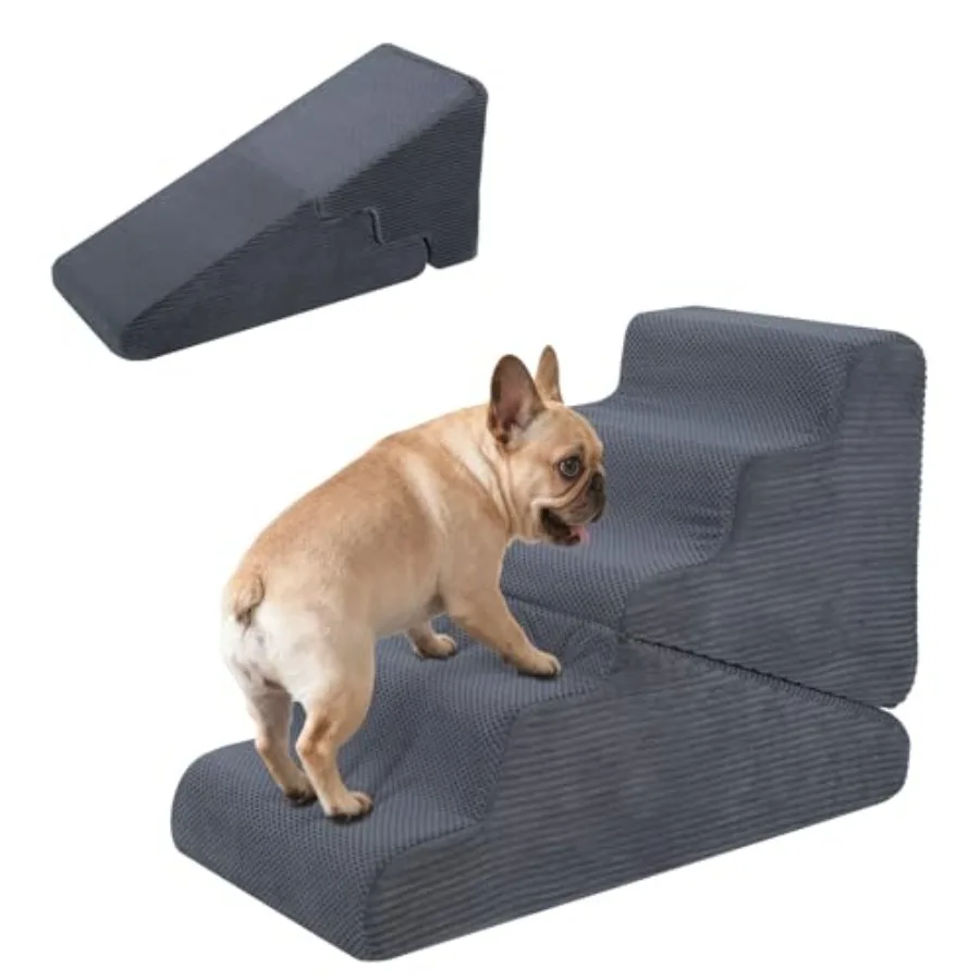 Dog Ramp for Couch Bed Dog Stairs for High Bed 23" H 2 in 1 Pet Steps for Small Dogs 5-Step Foldable Transformable Large Cats R