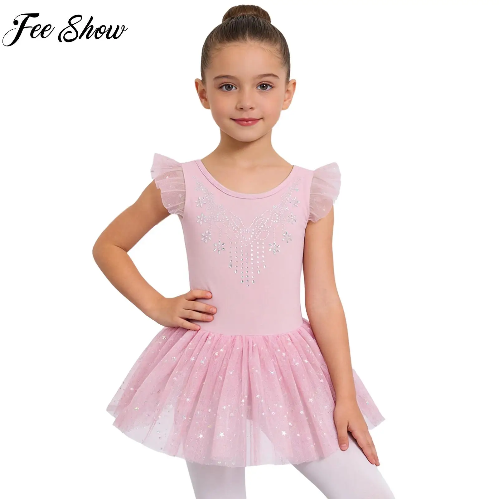 Kids Girls Ballet Gymnastics Competition Performance Dance Outfit Shiny Rhinestones Sequins Bodice Ruffle Sleeves Bow Back Dress
Kids Girls Ballet Gymnastics Competition Performance Dance Outfit Shiny Rhinestones Sequins Bodice Ruffle Sleeves Bow Back Dress