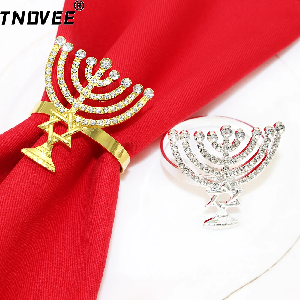 6Pcs Hanunkkah Napkin Rings Crystal Rhinestone Candlestick Napkin Holder Gold Napkin Buckles for Hanunkkah Wedding Table Decor
6Pcs Hanunkkah Napkin Rings Crystal Rhinestone Candlestick Napkin Holder Gold Napkin Buckles for Hanunkkah Wedding Table Decor