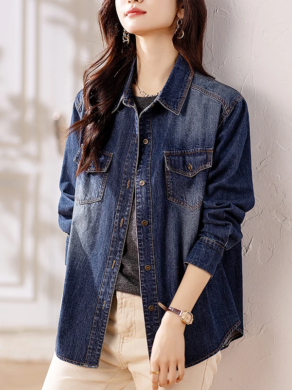 Faionable Long Sve Denim irt Women's Loose Slimming Large Size ular Versatile Outerwear Casual Sle Autumn 2025
Faionable Long Sve Denim irt Women's Loose Slimming Large Size ular Versatile Outerwear Casual Sle Autumn 2025