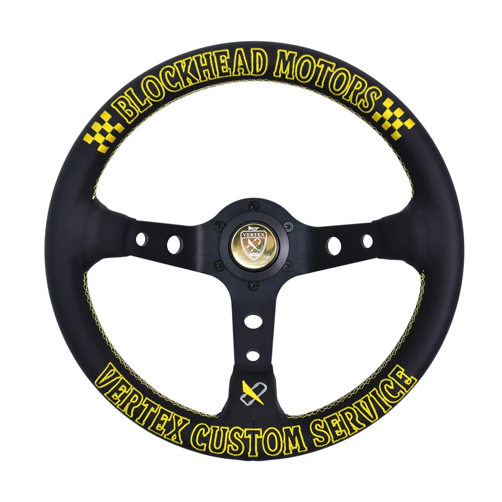VERTEX BLOCK HEAD MOTORS Racing Steering Wheel American Retro Style 330MM Leather Simulation Steering Wheel for 1980s or 1990s
VERTEX BLOCK HEAD MOTORS Racing Steering Wheel American Retro Style 330MM Leather Simulation Steering Wheel for 1980s or 1990s