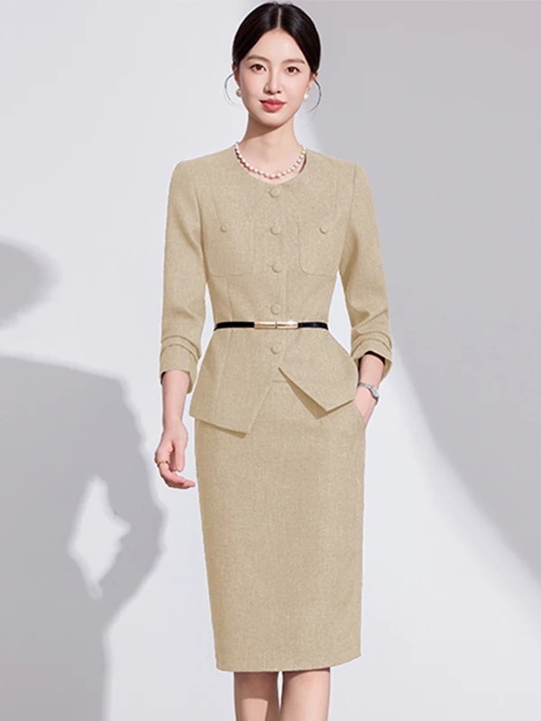 Elegant Ladylike Professional Suit Set Women's Autumn Fashion Waist-Cinching Coat And Skirt Two-Piece Ensemble
Elegant Ladylike Professional Suit Set Women's Autumn Fashion Waist-Cinching Coat And Skirt Two-Piece Ensemble