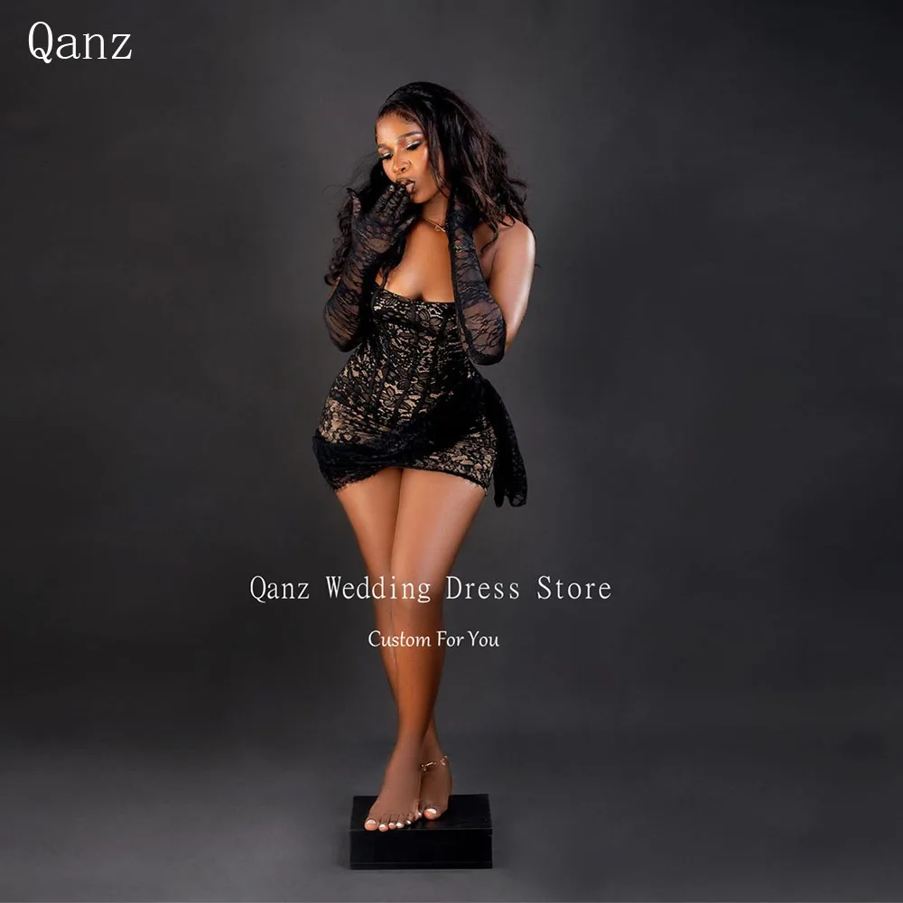 Qanz Sexy Customized Prom Dress Black girl Black Lace Plus Size Corset Birthday Dresses No Gloves Mini Mermaid Dresses for Women
Qanz Sexy Customized Prom Dress Black girl Black Lace Plus Size Corset Birthday Dresses No Gloves Mini Mermaid Dresses for Women