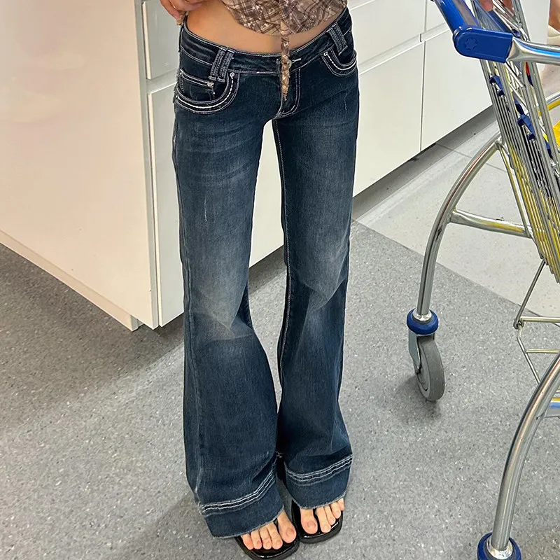 Low Waist Flared Denim Jeans Women's Spicy Girl Deep Blue Versatile Draping Slim Floor-Length Bell Bottoms Spring Fashion
Low Waist Flared Denim Jeans Women's Spicy Girl Deep Blue Versatile Draping Slim Floor-Length Bell Bottoms Spring Fashion