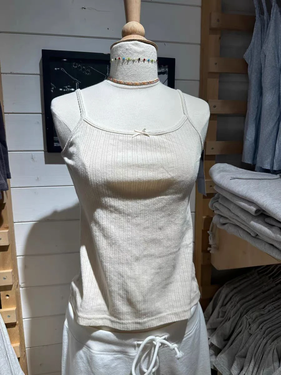 Eyelet Sweet Slim Tank Top for Woman Summer Sleeveless Bow Cotton Cute Vest Casual Solid Preppy Style Basic Crop Tops Clothes
Eyelet Sweet Slim Tank Top for Woman Summer Sleeveless Bow Cotton Cute Vest Casual Solid Preppy Style Basic Crop Tops Clothes
