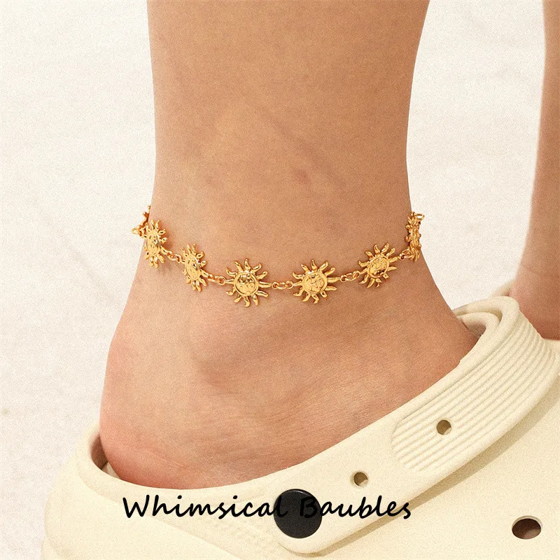 Latest Designs Foot Accessories Sunflower Stainless 18K Gold Plated Tarnish Free Waterproof Fashion Female Anklet 
Latest Designs Foot Accessories Sunflower Stainless 18K Gold Plated Tarnish Free Waterproof Fashion Female Anklet