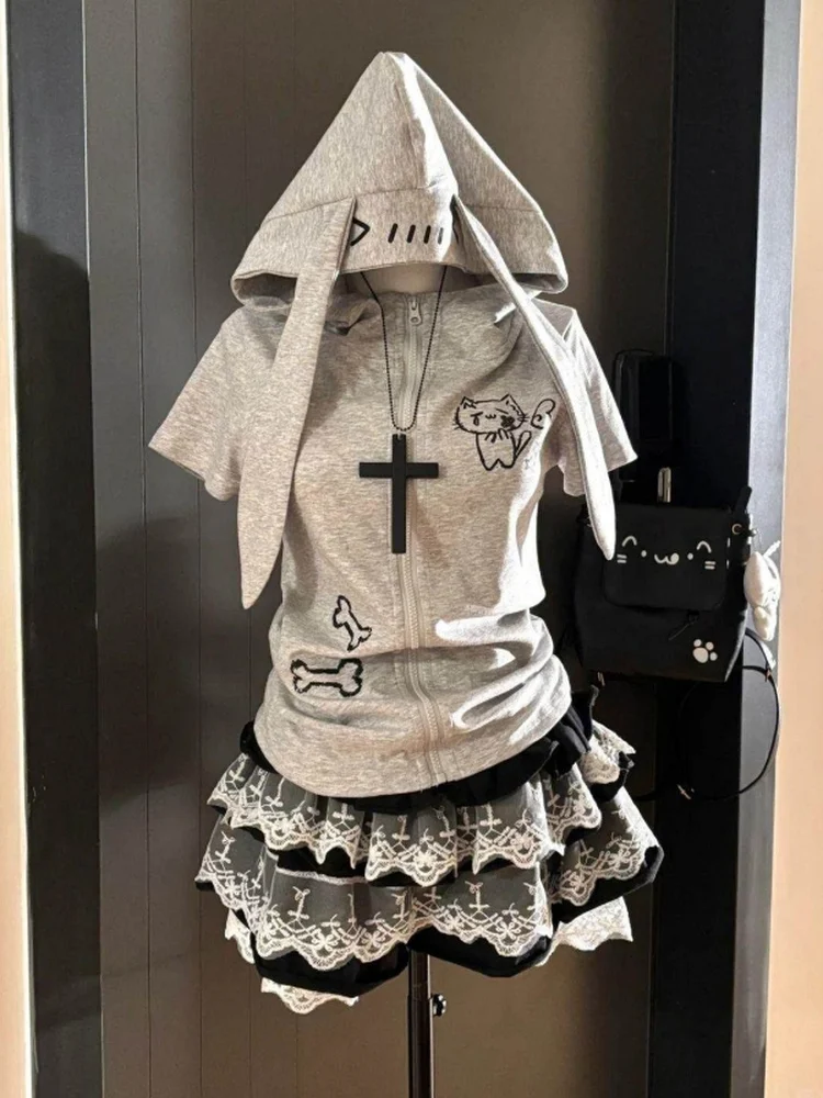 Cute Rabbit Ear Hooded Lace Skirt Set Women's Summer Fashion Outfit Japanese Subculture Sweet Girl Two-Piece Ensemble
Cute Rabbit Ear Hooded Lace Skirt Set Women's Summer Fashion Outfit Japanese Subculture Sweet Girl Two-Piece Ensemble