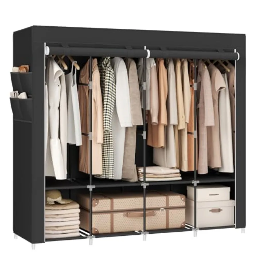 Portable Closet Wardrobe Closet Organizer with Cover 4 Hanging Rods and Shelves 4 Side Pockets 17.7 x 66.9 x 65.7 Inch Large Ca
Portable Closet Wardrobe Closet Organizer with Cover 4 Hanging Rods and Shelves 4 Side Pockets 17.7 x 66.9 x 65.7 Inch Large Ca