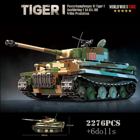 Military World War German Tiger I Heavy Tank Building Blocks WW2 Weapons Panzer Panther Medium Tanks Technical Bricks Kids Toys