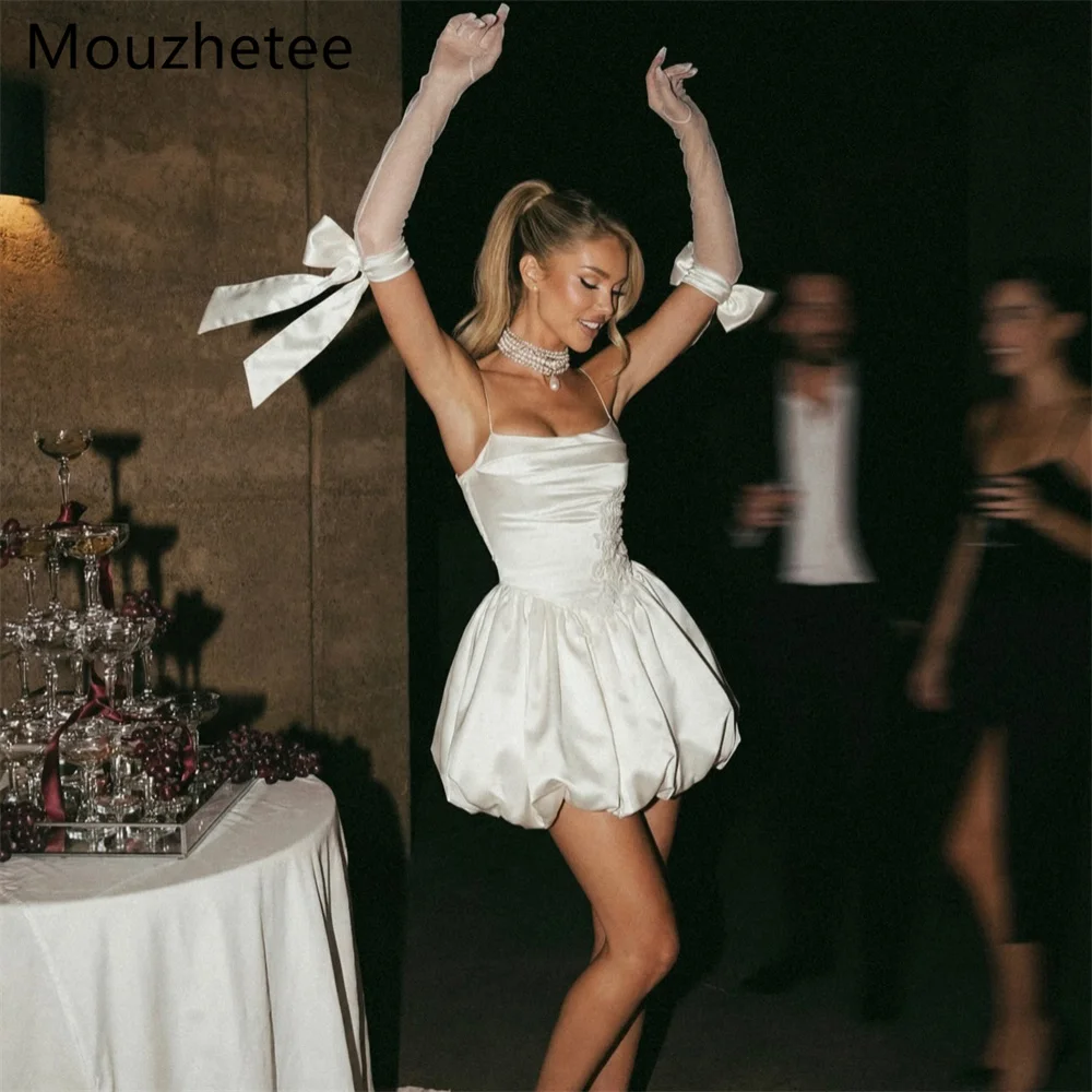 Mouzhetee A-Line Simple Strapless Pleat Elegant Wedding Dresses Sleeveless Mini Satin Brides Gown Custom Made 2025
Mouzhetee A-Line Simple Strapless Pleat Elegant Wedding Dresses Sleeveless Mini Satin Brides Gown Custom Made 2025