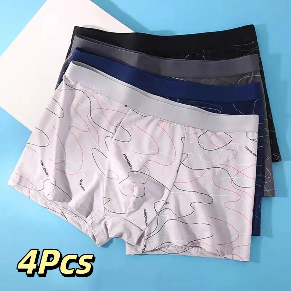 4Pcs Stripe Letter Men's Flat Panties Mid Waist Seamless Sporty Boxers Shorts Underpants Large Size Men's Underwear Male/Boys
4Pcs Stripe Letter Men's Flat Panties Mid Waist Seamless Sporty Boxers Shorts Underpants Large Size Men's Underwear Male/Boys