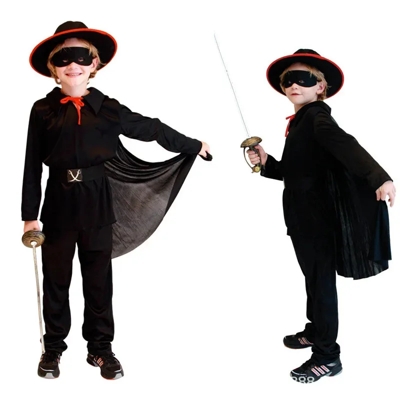 Child Halloween Cosplay Costumes Boys Black Masked Knight Hero Zorro Cosplay Costume Children's Party Stage Performance Costumes
Child Halloween Cosplay Costumes Boys Black Masked Knight Hero Zorro Cosplay Costume Children's Party Stage Performance Costumes
