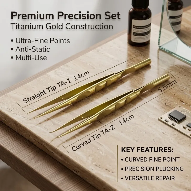 ESD Anti-static Precision Tweezers Titanium Curved Tip Fine Point Anti-static for Electronic Maintenance and Repairing Tools
ESD Anti-static Precision Tweezers Titanium Curved Tip Fine Point Anti-static for Electronic Maintenance and Repairing Tools
