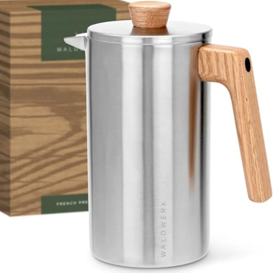 French Press 34 oz - Non-Toxic Stainless Steel Double Wall French Press Coffee Maker - Plastic Free Coffee Press with Oak Wood
French Press 34 oz - Non-Toxic Stainless Steel Double Wall French Press Coffee Maker - Plastic Free Coffee Press with Oak Wood