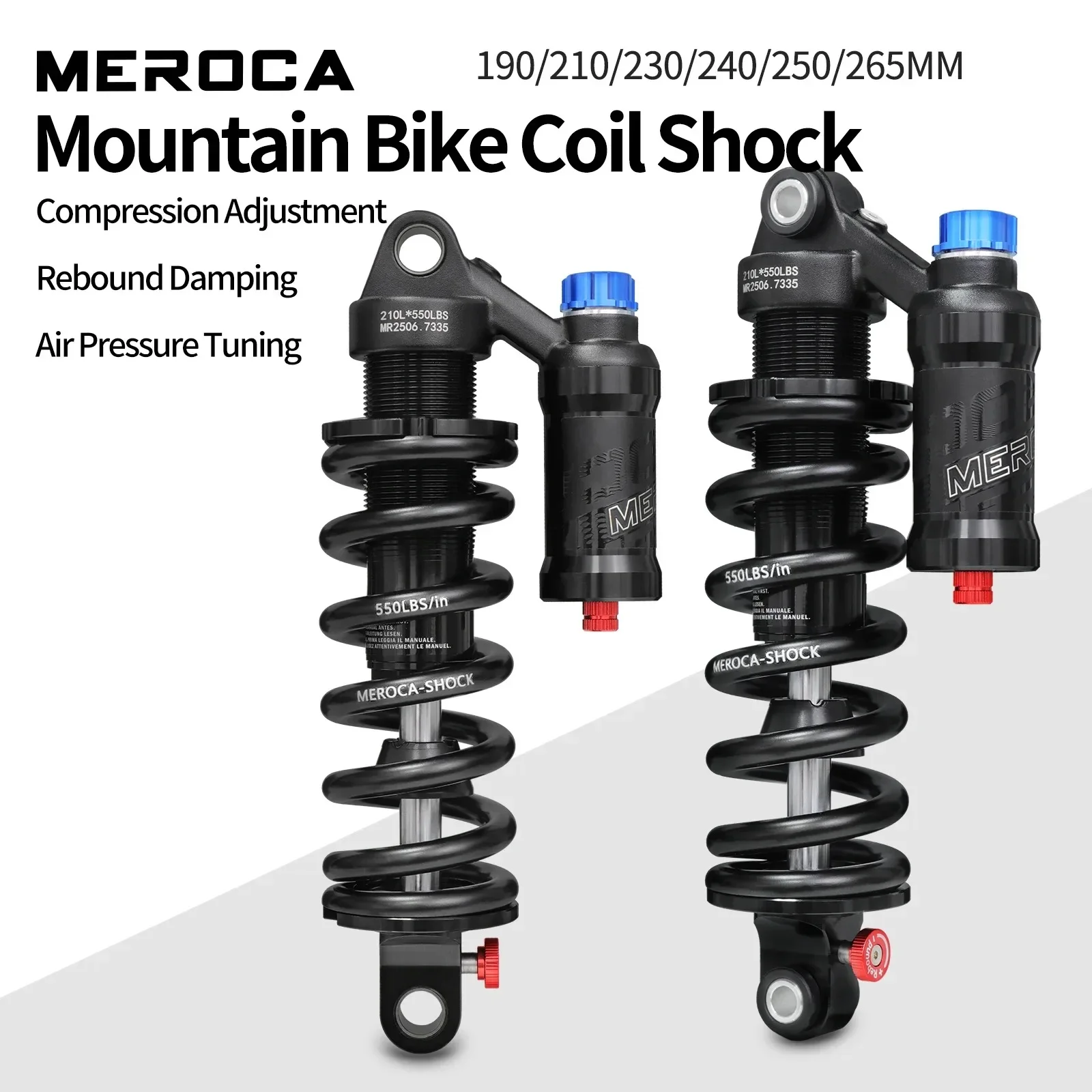 MEROCA RCT2 Mountain Bike bicycle mtb Downhill DH Rear Shock 190mm 210mm230mm 550 Lbs New Model Type
MEROCA RCT2 Mountain Bike bicycle mtb Downhill DH Rear Shock 190mm 210mm230mm 550 Lbs New Model Type