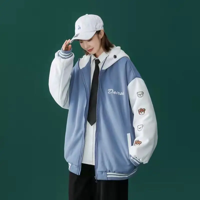 Women's Blue Printed Casual Loose Jacket, Baseball Jacket, Hooded Women's Jacket, New Sports Style 2025 Spring and Autumn
Women's Blue Printed Casual Loose Jacket, Baseball Jacket, Hooded Women's Jacket, New Sports Style 2025 Spring and Autumn