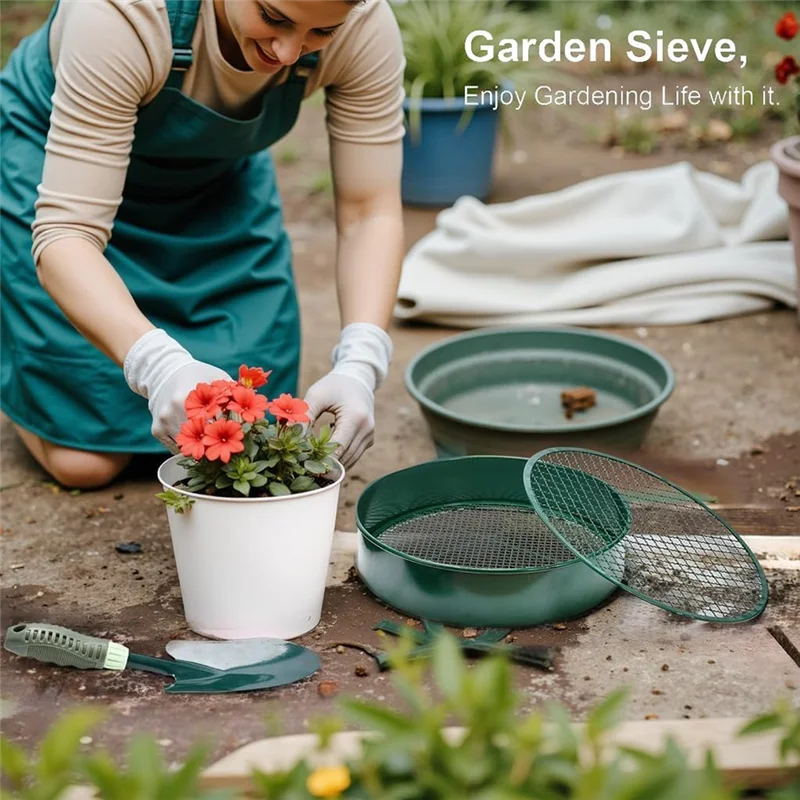 WORTHOWN-Soil Sieve Sifter Set With Shovel Gloves, Garden Sieve Set With 4 Interchangeable Mesh 3,6,9,12Mm, Dirt Sifter
WORTHOWN-Soil Sieve Sifter Set With Shovel Gloves, Garden Sieve Set With 4 Interchangeable Mesh 3,6,9,12Mm, Dirt Sifter