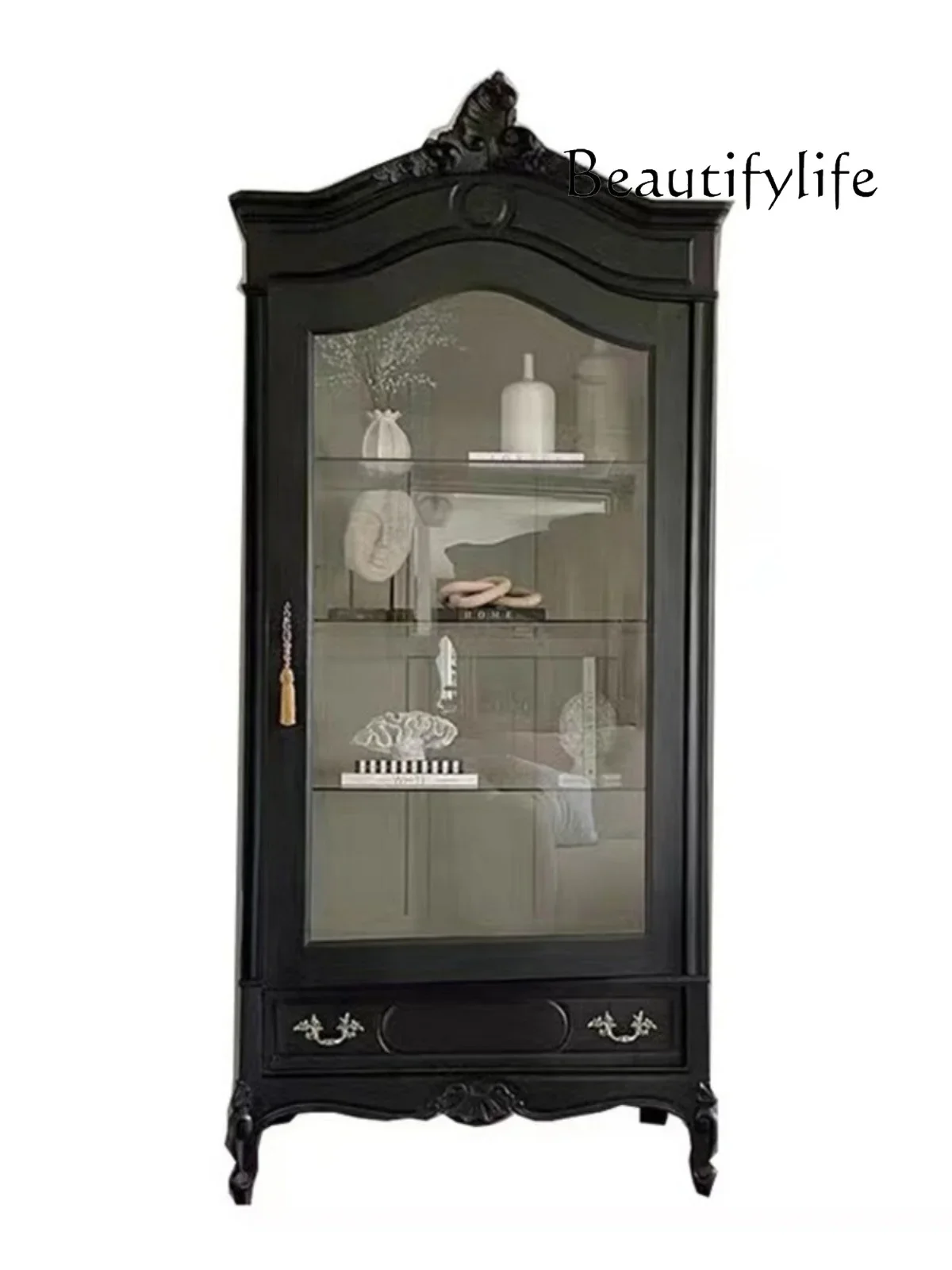 N American-Style Single-Door Wood Carved Sideboard Cabinet French Glass Door Black Display Living Room Wine Cabinet
N American-Style Single-Door Wood Carved Sideboard Cabinet French Glass Door Black Display Living Room Wine Cabinet