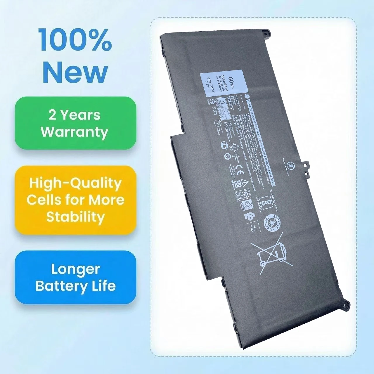New F3YGT 7.6V 60Wh DJ1J0 Laptop Battery For DELL Latitude 12 7000 E7280 E7290 E7380 E7390 E7480 E7490 2X39G DM3WC P28S C27RW
New F3YGT 7.6V 60Wh DJ1J0 Laptop Battery For DELL Latitude 12 7000 E7280 E7290 E7380 E7390 E7480 E7490 2X39G DM3WC P28S C27RW