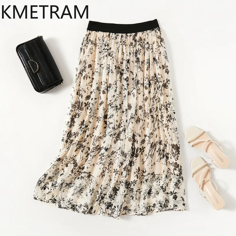 KMETRAM 100% Mulberry Silk Long Skirt Women Elegant Floral Print A-Line Skirt Summer Casual Flowy Skirts Woman Clothes 2026 юбка
KMETRAM 100% Mulberry Silk Long Skirt Women Elegant Floral Print A-Line Skirt Summer Casual Flowy Skirts Woman Clothes 2026 юбка