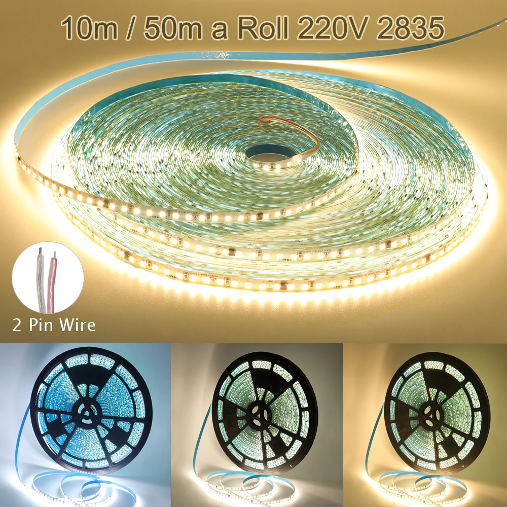 10M 50M 220V 2835 SMD LED Strip Lights 120LEDs/M Flexible LED Tape Waterproof LED Lights 3000K 4000K 6000K 80 RA No need power
10M 50M 220V 2835 SMD LED Strip Lights 120LEDs/M Flexible LED Tape Waterproof LED Lights 3000K 4000K 6000K 80 RA No need power