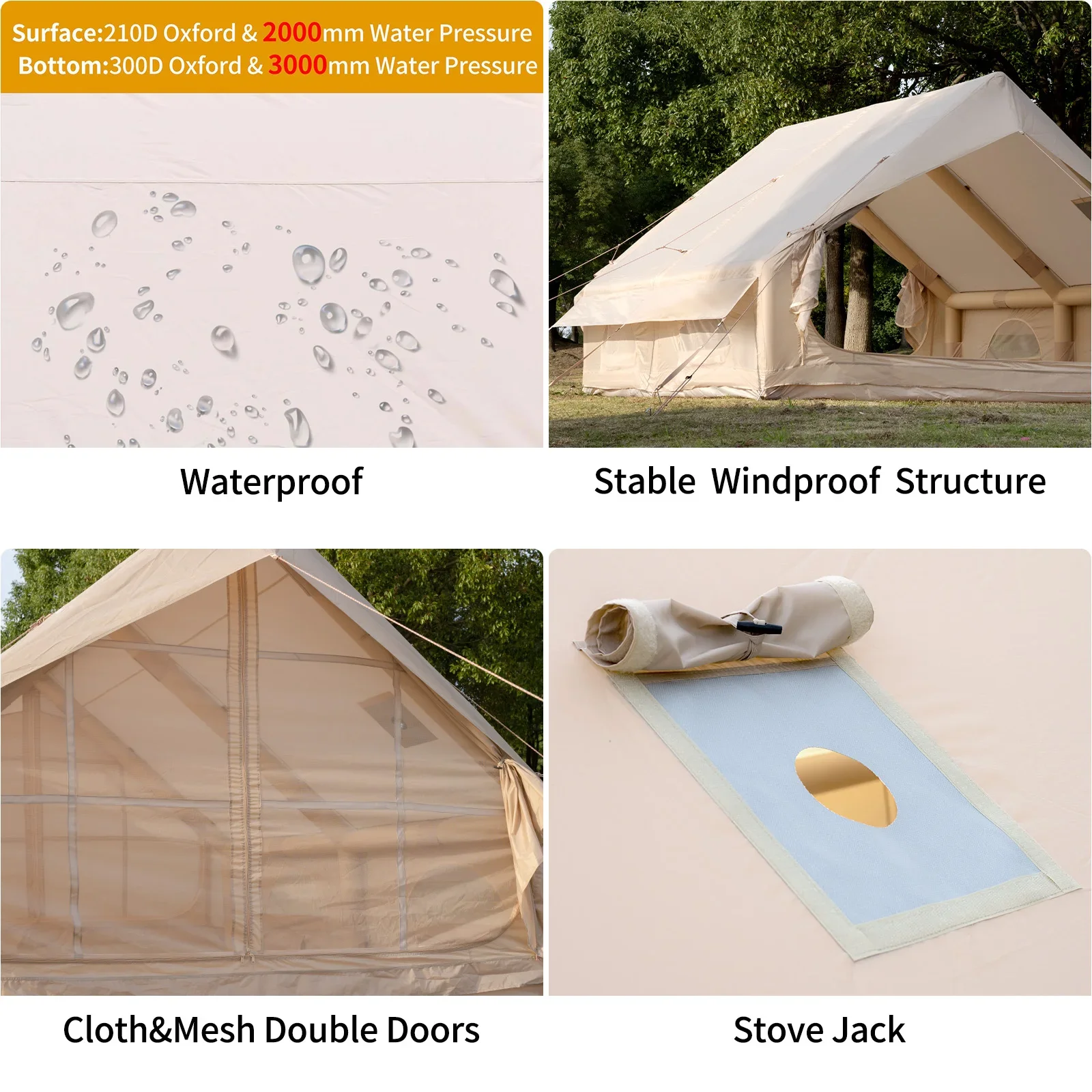2026 newUltra-Durable Oxford 12 SQM Inflatable Tent Double Side Door Windproof, Water-Resistant, Large Family Camping Tent
2026 newUltra-Durable Oxford 12 SQM Inflatable Tent Double Side Door Windproof, Water-Resistant, Large Family Camping Tent