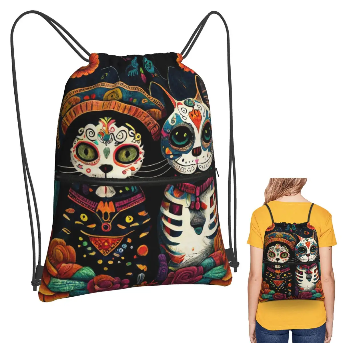 Day Of The Dead Kitten Cat Sugar Skull Dia De Los Muertos Backpacks Drawstring Bundle Pocket Sports Bag Book Bags
Day Of The Dead Kitten Cat Sugar Skull Dia De Los Muertos Backpacks Drawstring Bundle Pocket Sports Bag Book Bags