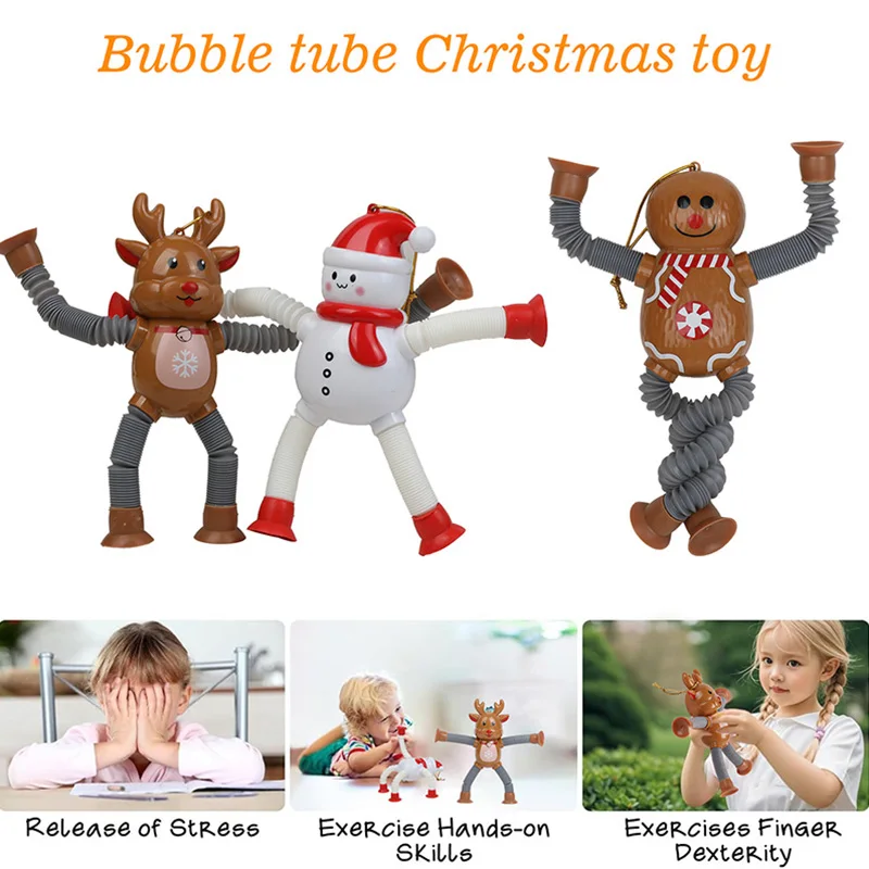 Christmas Plastic Bubble Tube Fidget Toys Set Santa Snowman Reindeer Gingerbread Man for Xmas Party Favors Decompression Props
Christmas Plastic Bubble Tube Fidget Toys Set Santa Snowman Reindeer Gingerbread Man for Xmas Party Favors Decompression Props