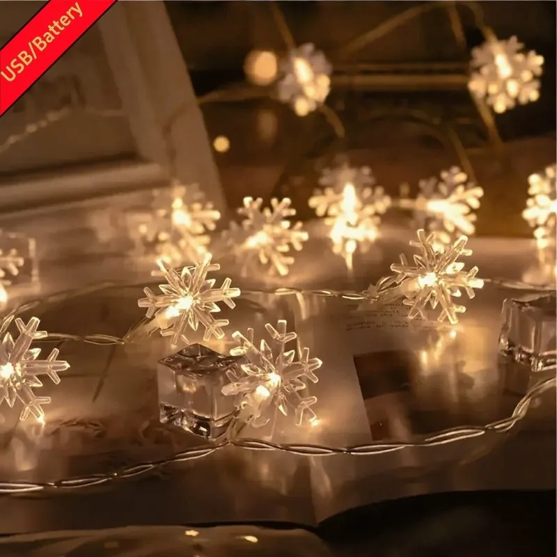 10/20/80Leds Snowflake String Garland Fairy Lights USB/Battery Powered Christmas Tree Holiday New Year Bedroom Decoration Lamps
10/20/80Leds Snowflake String Garland Fairy Lights USB/Battery Powered Christmas Tree Holiday New Year Bedroom Decoration Lamps