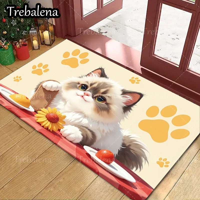 1pc Welcome Door Mat Cute Cat with Sunflower and Fish Print Doormat for Home Decor
1pc Welcome Door Mat Cute Cat with Sunflower and Fish Print Doormat for Home Decor