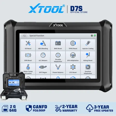 XTOOL D7S Car Diagnostic Tool Bidirectional All Systems Scanner ECU Coding 39+ Resets Automotive Scanner Built-in CANFD DOIP FCA