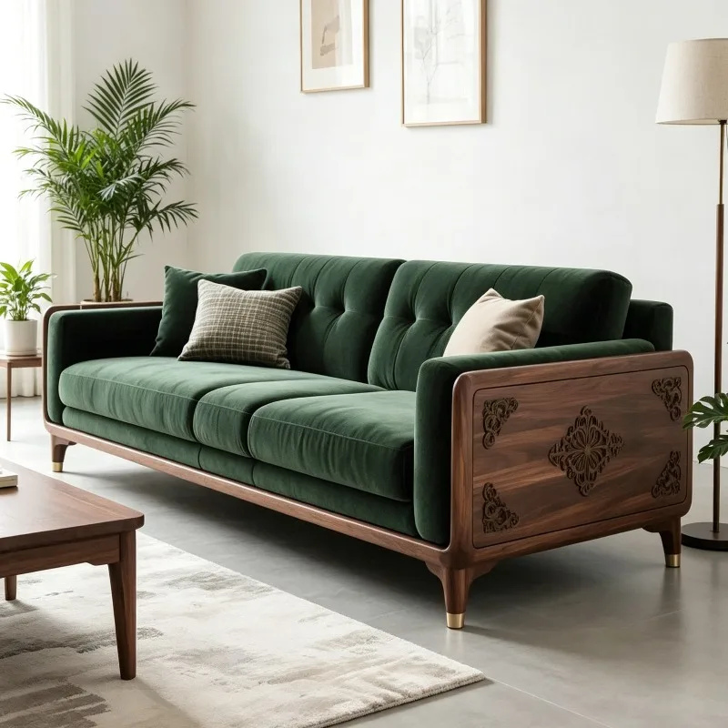 Minimalist New Chinese Style Solid Wood Living Room Sofas Green 2 Seater Corner Sofa Living Room High-end Double Home Furniture
Minimalist New Chinese Style Solid Wood Living Room Sofas Green 2 Seater Corner Sofa Living Room High-end Double Home Furniture