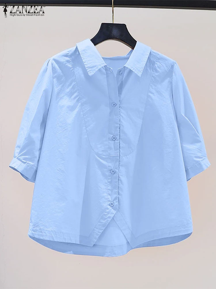 Women Lapel Neck Short Sleeve Office Blouse ZANZEA Summer Elegant Shirt Fashion Solid OL Work Tops Casual Buttons Blusas Tunic
Women Lapel Neck Short Sleeve Office Blouse ZANZEA Summer Elegant Shirt Fashion Solid OL Work Tops Casual Buttons Blusas Tunic