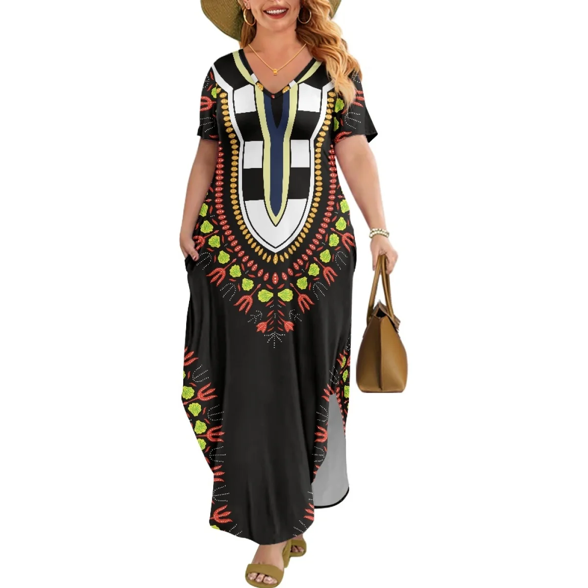Hawaiian Vacation Beach Printed Casual Clothing Custom Summer Fashion Oversized Tapa V-Neck Mumu Women's Polynesian Clothing
Hawaiian Vacation Beach Printed Casual Clothing Custom Summer Fashion Oversized Tapa V-Neck Mumu Women's Polynesian Clothing