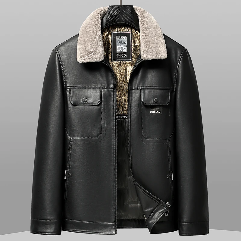 Casual 2024 Winter Men's Thicken Warm Leather Duck Down Jackets Outwear Windproof Detachable Fur Collar PU Leather Puffer Coats
Casual 2024 Winter Men's Thicken Warm Leather Duck Down Jackets Outwear Windproof Detachable Fur Collar PU Leather Puffer Coats