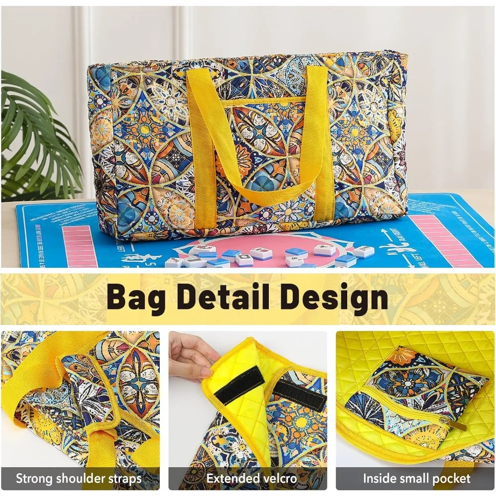American Mahjong Tile Set with Yellow Printed Carrying Bag, 166 Blue Tiles, 4 All-in-One Color Racks/Pushers, Mah Jongg Sets,
American Mahjong Tile Set with Yellow Printed Carrying Bag, 166 Blue Tiles, 4 All-in-One Color Racks/Pushers, Mah Jongg Sets,